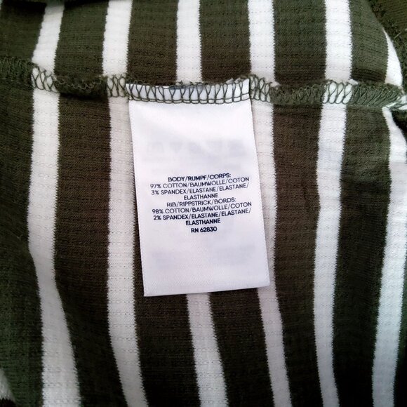 Lands End Womens XS Forest Moss & Ivory Stripe V-Neck Waffle Knit Tunic - Picture 3 of 9